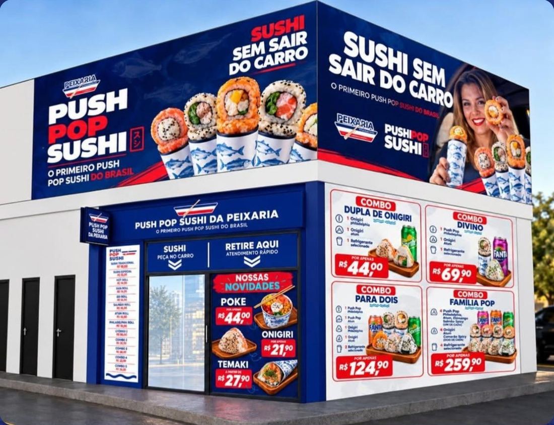Projeto do drive-thru Push Pop Sushi na Linha Amarela
